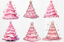 Pink Christmas Tree Cake Clipart Bundle, Christmas Tree Cake Product Image 3