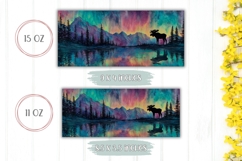 Watercolor Lake Mug Wrap, Night Forest Mug Sublimation Product Image 2