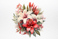 Christmas Flowers Watercolor Clipart PNG Product Image 2