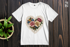 Vintage Floral Heart Clipart Sublimation PNG Product Image 2