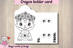 Summer baby dinosaur crayon holder card, Coloring Card svg Product Image 2