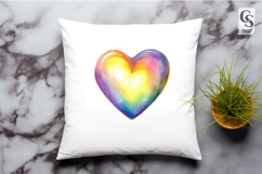 Rainbow Watercolor Heart Clipart Sublimation PNG Product Image 3
