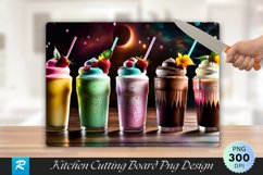 Row of Milkshakes straws Cutting Board Sublimation Design Product Image 1