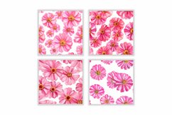 Watercolor Pink Zinnia Flower Digital Papers Product Image 2