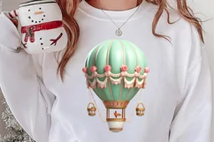 Christmas Hot Air Balloon Clipart, Christmas Hot Air Product Image 2