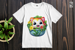 Cute Cat In Flower Pot Clipart Sublimation PNG Product Image 2