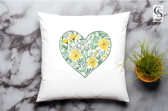 Yellow Floral Heart Illustration Clipart Sublimation PNG Product Image 3