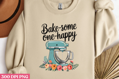 Bake-some one-happy PNG, Vintage Kitchen Sublimation PNG Product Image 1