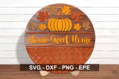 Home Sweet Home Fall Round Sign SVG Product Image 2
