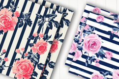 Pink Rose Stripe Digital Paper Product Image 2