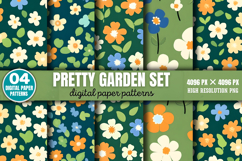 Pretty Garden set Digital Paper Background PNG Product Image 1