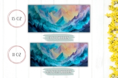 Night Sky Mug Template, Watercolor Mountains Mug Design Product Image 2