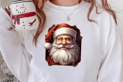 Watercolor Peeking Santa and Snowman Clipart, Christmas PNG Product Image 2