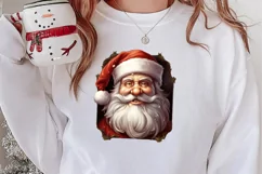 Watercolor Peeking Santa and Snowman Clipart, Christmas PNG Product Image 2