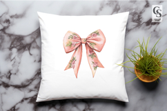 Floral Pink Ribbon Bow Clipart Sublimation PNG Product Image 2