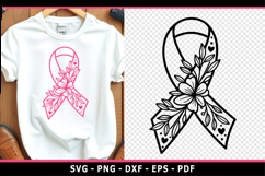 Flower Breast Cancer Ribbon SVG, Cancer awareness SVG Product Image 2