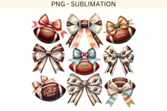 Coquette Bows Football PNG, Sublimation Design, Retro Product Image 4