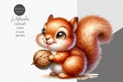 Woodlan animals clipart, Squirrel clipart, Cute animals Product Image 1