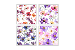 Watercolor Cosmos Flower Digital Paper Product Image 2