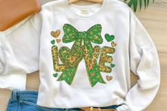 LOVE Valentine Glitter Bow Sublimation PNG Product Image 1