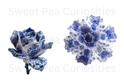 Blue Toile, Ephemera, PNG, Clipart, Junk Journal, flowers Product Image 2