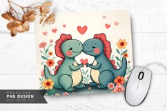 Dinosaur Love Scene Mouse Pad PNG Design Product Image 1