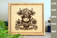 Highland cow Design, Cutting board SVG, Laser cut, Cricut Product Image 2