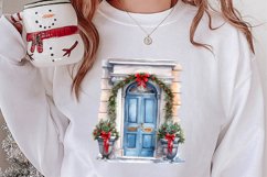 Christmas Door Watercolor Clipart, Christmas Door PNG Product Image 3