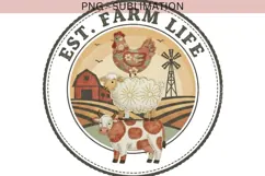 Farm Life PNG | Rustic Farm Animals Design | Cow Chicken Product Image 3