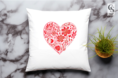 Red Floral Heart Line Art Clipart Sublimation PNG Product Image 3