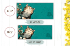 Cartoon Cat Mug Wrap, Flowers Mug, Funny Cat With Flowers Product Image 2
