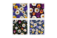 Daisy &amp; Pansy Flower Digital Paper Product Image 2