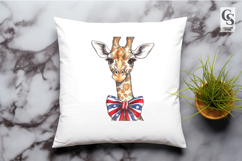 Cute Giraffe Patriotic Bow Watercolor Clipart PNG Product Image 2