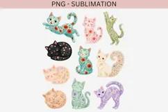 Cats with flowers png design for T-shirts Product Image 2