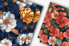 3D Floral Relief Pattern Digital Paper Product Image 2