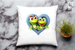 Cute Frog Couple Heart Illustration Clipart Sublimation PNG Product Image 3