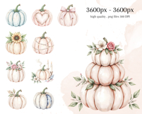 Pastel Pumpkins Clipart, 30 PNG Fall Pumpkin Product Image 3