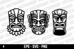 Tiki tribal wooden mask set and Tiki mug. Hawaiian tradition Product Image 2