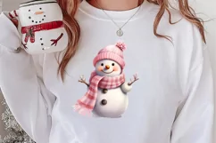 Pink Christmas Snowman Clipart, Christmas PNG Product Image 2