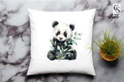 Cute Panda With Greenery Clipart Sublimation PNG Product Image 3
