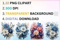 Winter Flowers Watercolor Clipart Bundle | Flower png Product Image 2