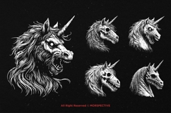 10 Bundle Dark Art Unicorn Beast Animal Horse Magical Tattoo Product Image 3