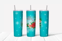 Christmas Poinsettia Skinny tumbler wrap design Product Image 2