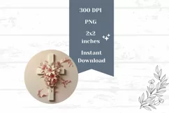 Floral Cross Round Earrings, Christian Cross Sublimation Product Image 2