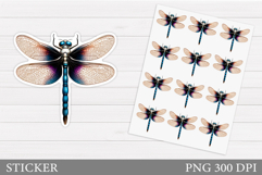 Dragonfly Sticker Design. Dragonfly Summer Sticker Template Product Image 1