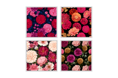 Carnation Flower &amp; Dahlia Flower Digital Paper Product Image 2