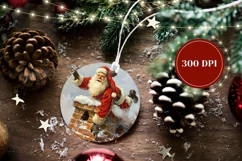 Santa Claus Round Ornament PNG, Christmas Chimney Ornament Product Image 2