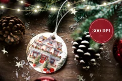 Watercolor Christmas Ornament, Christmas Product Tag Design Product Image 2
