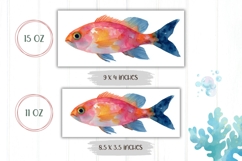 Watercolor Fish Mug Wrap, Sea Mug PNG, Colorful Fish PNG Product Image 2