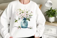Flower Mason Jar Clipart, Watercolor Mason Jar Sublimation Product Image 2